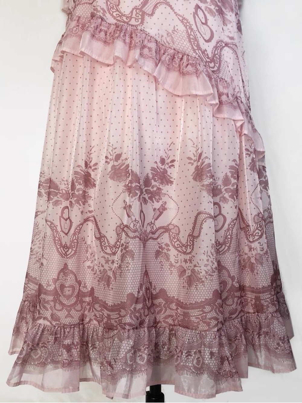 Designer-style Pink Ruffle Maxi Two-Piece Dress - Picture 9 of 12